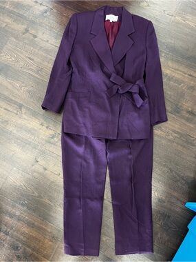 Vintage Casual Corner Purple Blazer with Burgundy Lining Suit set